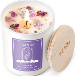 π―οΈ Lavender Scented Candle with Crystals (7 oz)