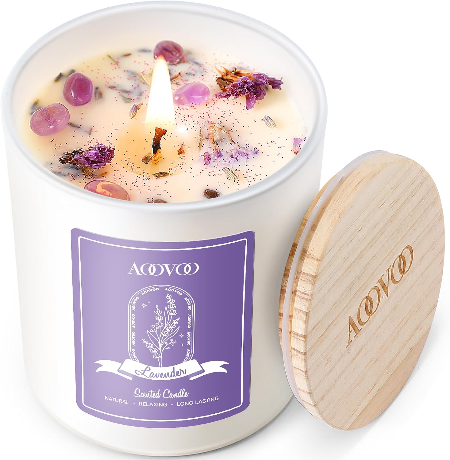 π―οΈ Lavender Scented Candle with Crystals (7 oz)