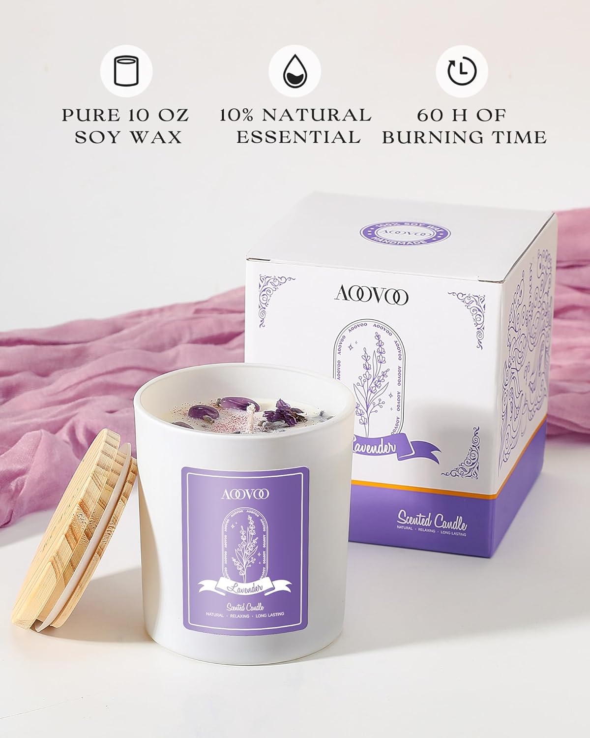 π―οΈ Lavender Scented Candle with Crystals (7 oz) - Image 2